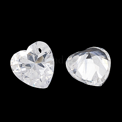 キュービックジルコニアチャーム  多面カット  ハート  透明  8x8x4.5mm  穴：1mm&nbsp;ZIRC-N034-12