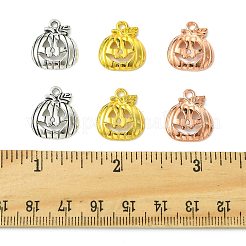 15 個 3 色チベットスタイルハロウィンカボチャジャックオーランタン合金ペンダント  ミックスカラー  18x16x3mm  穴：1.8mm  5個/カラー&nbsp;TIBEP-FS0001-41