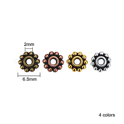 ギアチベット風アロイスペーサービーズ  鉛フリー及びカドミウムフリー  ミックスカラー  6.5mm  穴：2mm  100個/カラー  4色  400個/箱&nbsp;PALLOY-CJ0001-55-RS