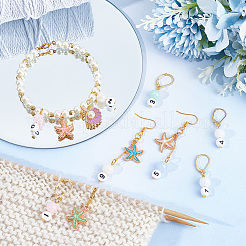 Starfish/Shell/Number Alloy Enamel & Acrylic Pendant Locking Stitch Markers&nbsp;HJEW-AB00585