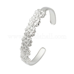 女性用304ステンレススチールカフバングル  花  ステンレス鋼色  内径：2-1/2x1-7/8インチ（6.2x4.7cm）&nbsp;BJEW-P359-02P