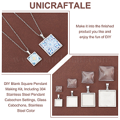 DIY Blank Square Pendant Making Kit&nbsp;DIY-UN0005-47