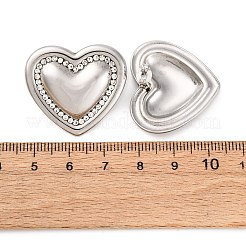 304ステンレススチールラインストーンスタッドピアス  ハート  ステンレス鋼色  26.5x29.5mm&nbsp;EJEW-K311-02P