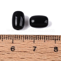 不透明なガラスビーズ  バレル  ブラック  9x6~6.5mm  穴：1.2mm  850個/ポンド&nbsp;GLAA-Z012-01R