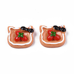 不透明なエポキシ樹脂カボション  模造食品  イチゴと蝶結びのパン  ペルー  18.5x20.5x7.5mm&nbsp;CRES-S358-54