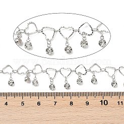 手作りの真鍮とガラスのチェーン  ネックレスブレスレット作りのために  長持ちメッキ  ハンダ付け  スプールで  ハート  プラチナ  7.5x6.5x1mm  約16.40フィート（5m）/ロール&nbsp;CHC-Z001-08P