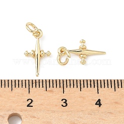 真鍮チャーム  ニッケルフリー  クロスチャーム  ラックめっき  長持ちメッキ  丸カン付き  ゴールドカラー  14x8x2mm  穴：3mm&nbsp;KK-D386-08G