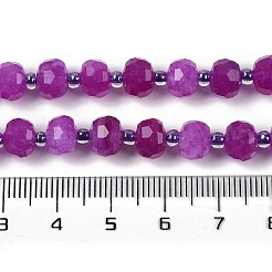 天然染め白翡翠ビーズ連売り  多面カット  ロンデル  シードビーズで  パープル  7.5~8x6.5mm  穴：1.4mm  約45~46個/連  15.75''（40センチメートル）&nbsp;G-H057-A20-03