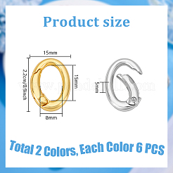 12Pcs 2 Colors Rack Plating Brass Spring Gate Rings&nbsp;KK-PH0013-96