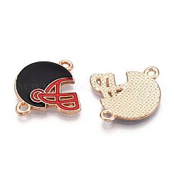 合金エナメルコネクター  鉛フリー＆カドミウムフリー  野球ヘルメット  ゴールドカラー  ブラック  22x20x2mm  穴：1.6mm&nbsp;ENAM-T020-56B
