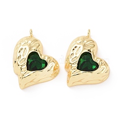 Brass Micro Pave Green Cubic Zirconia Pendants&nbsp;KK-E068-VC454