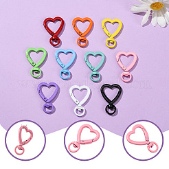 20Pcs 10 Colors Heart Spray Painted Alloy Swivel Clasps&nbsp;FIND-SC0017-39