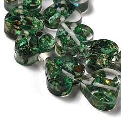 天然の染色されたインペリアルジャスパーと樹脂ビーズの連売り  ハート  濃い緑  14x16x5mm  穴：1.2mm  約13個/連  6.81インチ（17.3cm）&nbsp;G-G083-B06-01