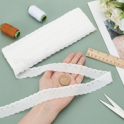 15ヤードのコットン刺繍フラワーレーストリム  ウェーブの縁のリボン  服飾材料  ホワイトスモーク  1インチ（25mm）&nbsp;DIY-WH0542-34C