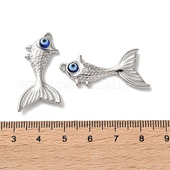 304ステンレススチール樹脂ペンダント  魚のチャーム  ステンレス鋼色  33.5x18x4mm  穴：1.5mm&nbsp;STAS-A124-11P