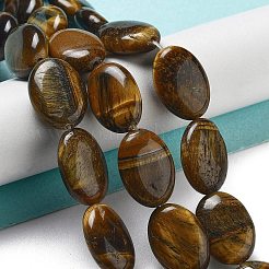 天然石タイガーアイビーズ連売り  フラットオーバル  18~18.5x13~13.5x6~6.5mm  穴：1.2mm  約11個/連  7.76インチ（19.7cm）&nbsp;G-P528-M09-01