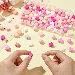100個のシリコンビーズ  混合図形  ミックスカラー  11~14x11~14x8~12mm  穴：1.8~2.2mm&nbsp;SIL-CJ0001-66