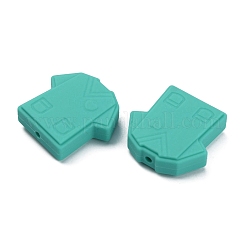 食品グレードの環境に優しいシリコーンビーズ  男性ナース服  ターコイズ  26x26.5x8mm  穴：2.5mm&nbsp;FIND-WH0125-18L