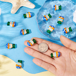 12個の手作りランプワークビーズ  魚  ブルー  20~21x12~13x7.5~9.5mm  穴：1.5~1.6x1.5~2.5mm&nbsp;LAMP-TA0001-74A