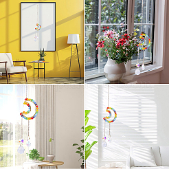 1Pc Colorful Glass Beaded Woven Net Suncatchers&nbsp;AJEW-CY0001-95B