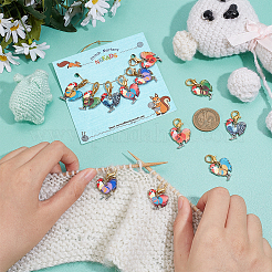 Rooster Pendant Stitch Markers&nbsp;HJEW-AB00307
