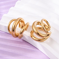 トリプルCシェイプ304ステンレススチールカフイヤリング  女性用ノンピアスイヤリング  18KGP本金メッキ  19.5x20mm&nbsp;EJEW-A131-04D-G