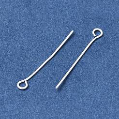 真鍮製アイピン  鉛フリー＆カドミウムフリー＆ニッケルフリー  ラウンド  銀  25mm  穴：1.6mm  24ゲージ（0.5mm）&nbsp;KK-CBA1A60-14B-S