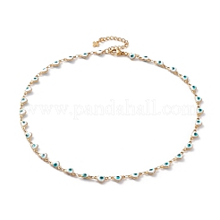 Heart Evil Eye 304 Stainless Steel Enamel Link Chains Bracelets & Necklaces Jewelry Sets&nbsp;SJEW-JS01153