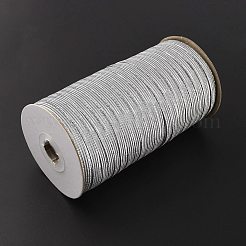 144 ヤードのキラキラ ポリエステル ノンスリップ ニット弾性コード  衣類縫製用ゴムバンド  銀  7x0.6mm&nbsp;OCOR-WH0080-38A