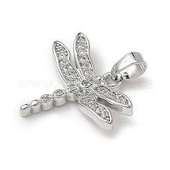 真鍮製マイクロパヴェキュービックジルコニアペンダント  トンボ  プラチナ  17x20x2mm  穴：2.5x5mm&nbsp;KK-I371-24P