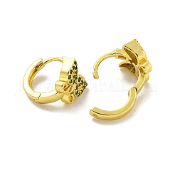ブラスマイクロパヴェキュービックジルコニアフープピアス  18KGP本金メッキ  蝶  グリーン  13x10mm&nbsp;EJEW-C088-15B-G