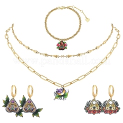 12個6スタイルアクリルパーツ  ミックスカラー  39~43.5x37~48x2.5mm  穴：1.8mm  2個/スタイル&nbsp;MACR-CJ0001-68