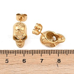 304 Stainless Steel Skull Stud Earrings&nbsp;EJEW-C163-01G