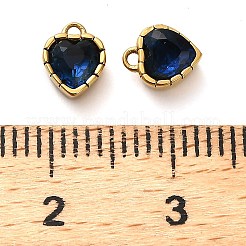 304ステンレスペンダント  キュービックジルコニア付き  ハート  プルシアンブルー  6.5x5.5x3.5mm  穴：1mm&nbsp;STAS-H438-15G-03