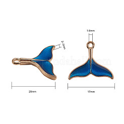 合金エナメルチャーム  クジラの尾の形状  ライトゴールド  ブルー  17x20x2mm  穴：1.6mm  20個/箱&nbsp;ENAM-CJ0001-42