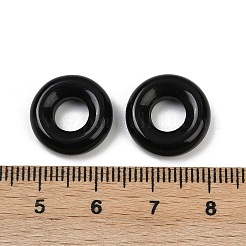 天然石オブシディアンペンダント  ドーナツ/円盤チャーム  15x5mm  穴：6mm&nbsp;G-G202-07E