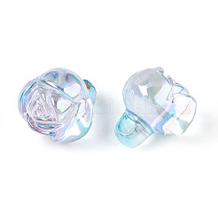 電気メッキ透明アクリルビーズ  花  淡いターコイズ  15x13.5x14.5mm  穴：3.2mm&nbsp;LS-PACR-CJC0008-08C