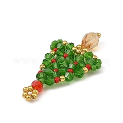 クリスマスガラスペンダント  クリスマスツリー  シードビーズで  多面カット  グリーン  40x21x6mm  穴：2mm&nbsp;PALLOY-MZ01422