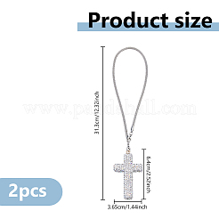 ステンレススチールラインストーンペンダント装飾2個  クロス  クリスタル  313mm&nbsp;AJEW-DC0003-68