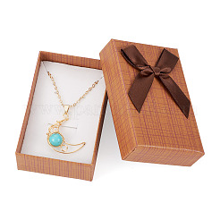 厚紙のジュエリーボックス  ジュエリーギフト包装用  ちょう結びの長方形  バリーウッド  8.3x5.3x2.4cm&nbsp;CON-TAC0001-14E