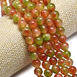 天然石マレーシアジェイドビーズ連売り  染め＆加熱  ラウンド  サンゴ  14mm  穴：1.5mm  約27個/連  14.96インチ（38cm）&nbsp;G-L645-C01-14mm-25