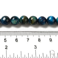 染めの天然タイガーアイビーズ連売り  ラウンド  士官候補生ブルー  8mm  穴：1.2mm  約48個/連  15.55インチ（39.5cm）&nbsp;X-G-G102-A02-03