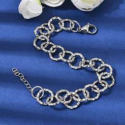 Textured 304 Stainless Steel Rolo Chain Bracelets for Women&nbsp;BJEW-A157-01P