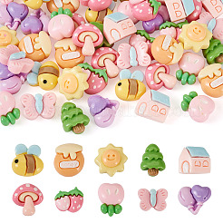 60Pcs 10 Styles Forest Theme Opaque Resin Cabochons&nbsp;CRES-TA0001-23