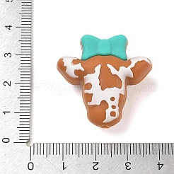 動物をモチーフにしたシリコンビーズ  焦点ビーズ  牛  29.5x30.5x14.5mm  穴：2.7mm&nbsp;SIL-E013-03T