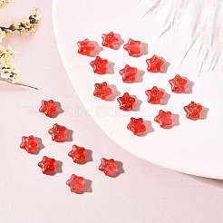20個スプレー塗装ガラスビーズ  スター  レッド  8x8.5x4mm  穴：1mm&nbsp;GLAA-YW0001-11
