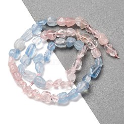 天然アクアマリンとローズクォーツのビーズ連売り  ナゲット  タンブルストーン  5~14x4~10x4~8mm  穴：0.8~1mm  約45~59個/連  15.75~16.34インチ（40~41.5cm）&nbsp;G-L610-B04-A01