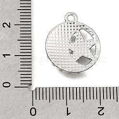 UVメッキ合金クリスタルラインストーンペンダント  月と星のチャーム  プラチナ  20x17x3mm  穴：1.8mm&nbsp;RB-CBAD37D-06P