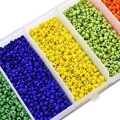 6000個5色ガラスシードビーズ  不透明な色の種  ラウンド  ミックスカラー  12/0  2mm  穴：1mm  1200個/カラー&nbsp;SEED-YW0001-15B