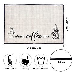 コーヒーテーマダイアブルメントフォートカップマット  日用品  単語の長方形  ブラック  35x50cm&nbsp;AJEW-WH0201-007